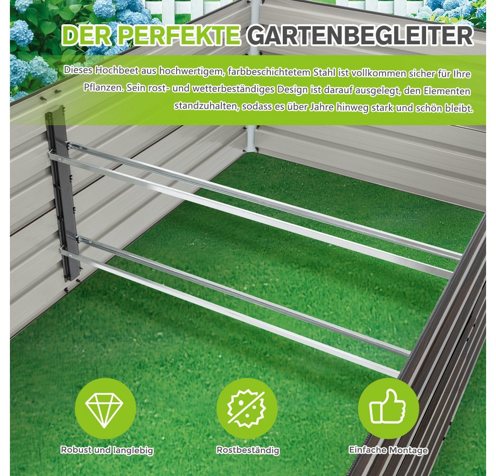 BBWL Hochbeet 2er Set, 219 x 112 x 64 cm, offener Boden, stabile Konstruktion, Metall-Hochbeet, inkl. Handschuhe, für Gemüse, Kräuter und Blumen Bild 4