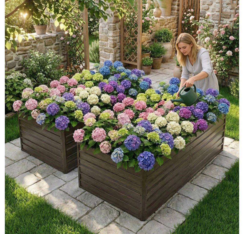 BBWL Hochbeet 2er Set, 219 x 112 x 64 cm, offener Boden, stabile Konstruktion, Metall-Hochbeet, inkl. Handschuhe, für Gemüse, Kräuter und Blumen Bild 5