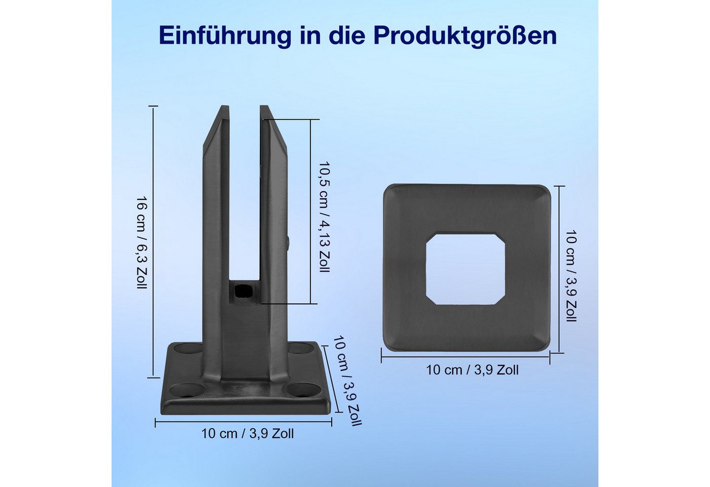 BlingBin Abstandshalter 4 Stück Stehende Glasklemme,304 Edelstahl Glashalter Halterungen (4 Stück, 4-St., für 8-12 mm Glas mit 4 Schrauben,Glasklemmhalter für 0,3-0,5 Zoll Glas) für Schwimmbad, Treppengeländer, Balustradengeländer Balkon Bild 5