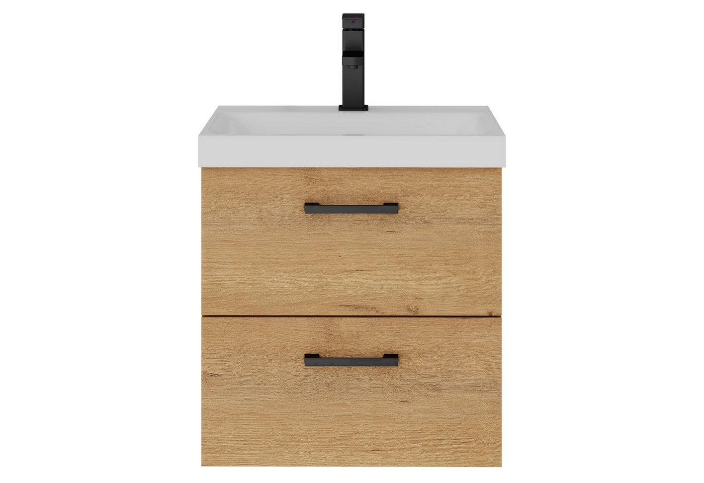 UEV Waschtisch Waschtisch mit Unterschrank 50cm, Gäste-WC Waschtisch (mit Armatur, Badmöbel, Waschschrank), Badezimmerschrank mit Zwei Schubladen und Soft-Close-Funktion Bild 5