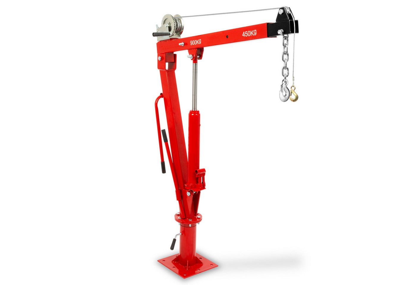 EBERTH Werkstattkran Ladekran mit 900 kg Traglast, Seilwinde, 360° Drehkranz, Tragkraft max.0,99t klappbar, Anhänger Kran mit 1750mm Hubhöhe Bild 4