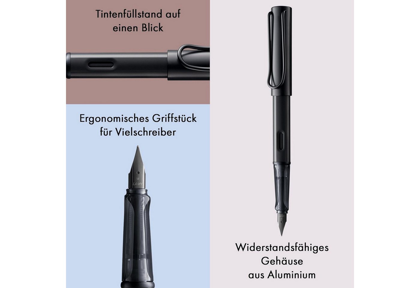 LAMY Füller LAMY AL Star schwarz Füller ergonomischer Griff mit Feder in Strichbre Bild 3