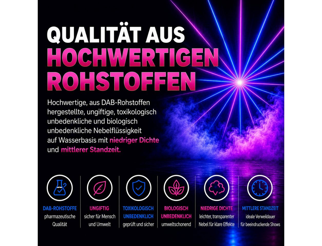 HERRLAN Discolicht MILD PARTY Nebelfuid, niedrige Dichte und mittlere Standzeit, für Licht- & Lasershows Bild 2