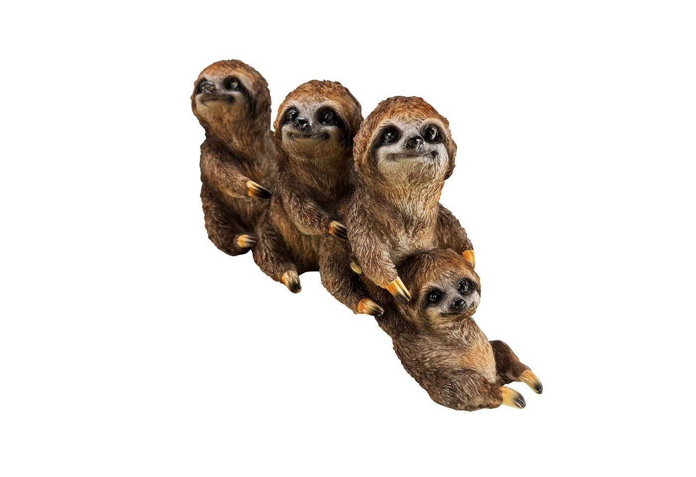 Online-Fuchs Gartenfigur für außen - 4 Faultiere als Kantenhocker, Gartendeko - 24,5 cm groß, (Faultier, ideal auf dem Tisch, Regal oder Mauervorsprüngen), gefertigt aus hochwertigem Kunstharz (Polyresin) - wetterfest Bild 3