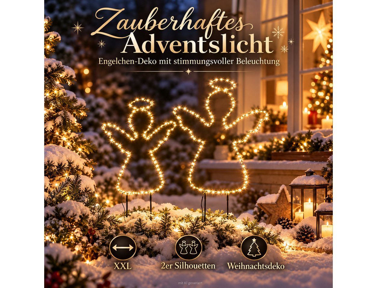 Weltbild Gartenstecker XXL Engelchen 2er Set Silhouette Weihnachtsdeko Adventsdeko Gartendeko Engel Gartenbeleuchtung Außenbeleuchtung Dekofiguren Gartenstecker