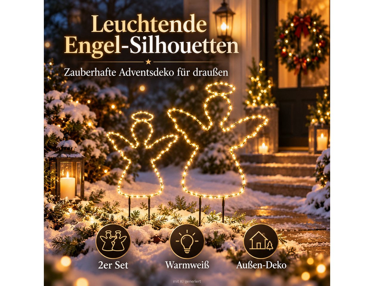 Weltbild Gartenstecker XXL Engelchen 2er Set Silhouette Weihnachtsdeko Adventsdeko Gartendeko Engel Gartenbeleuchtung Außenbeleuchtung Dekofiguren Gartenstecker Bild 2