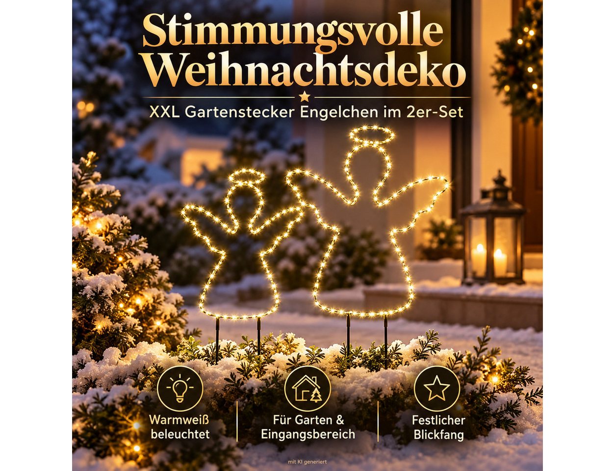 Weltbild Gartenstecker XXL Engelchen 2er Set Silhouette Weihnachtsdeko Adventsdeko Gartendeko Engel Gartenbeleuchtung Außenbeleuchtung Dekofiguren Gartenstecker Bild 3