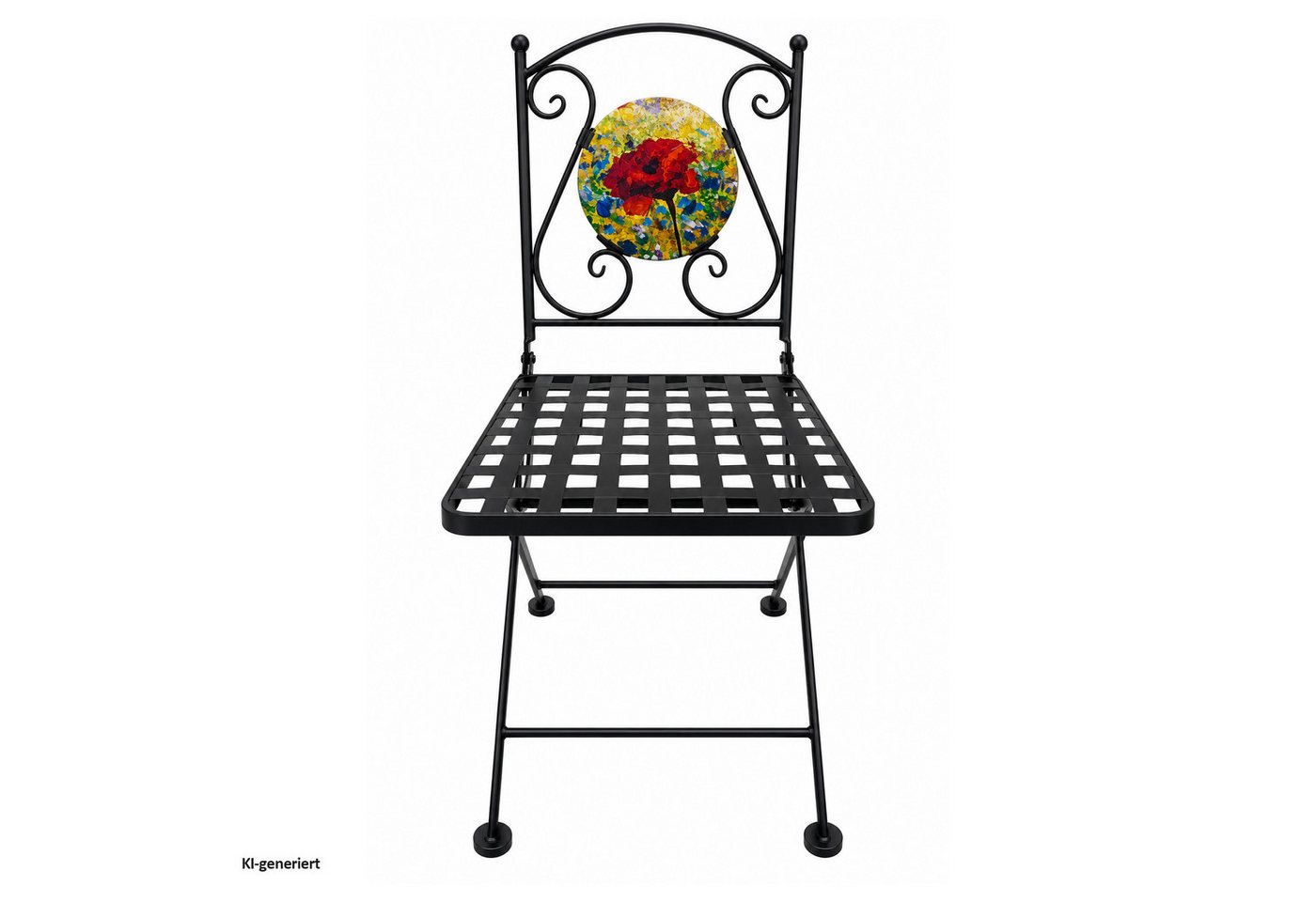 HTI-Living Gartenstuhl 2er Set Gartenstühle Celia klappbar Schwarz mit Mohnblume Motiv (2er Set) Bild 4