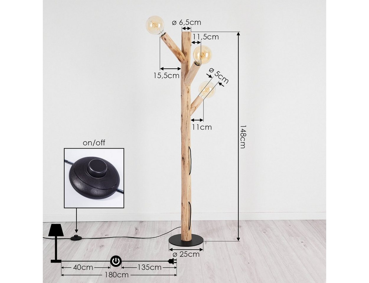 hofstein Stehlampe Lichteffekt Steh Boden Leuchten Lampen Wohn Schlaf Raum Beleuchtung Bild 5