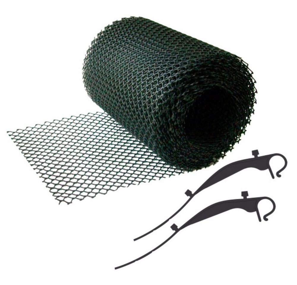 CON:P Laubschutznetz Laubgitter für Dachrinnen 16 cm x 6 m – Schutz vor Verstopfungen (Komplettset, Mit 18 Halterungen), kürzbar und flexibel Bild 2
