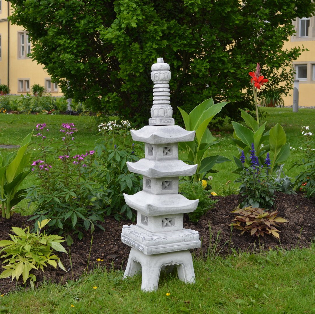 gartendekoparadies.de Gartenfigur Japanische Steinpagode Steinlaterne, H. 92 cm, 38 kg, Frostsicher Bild 2