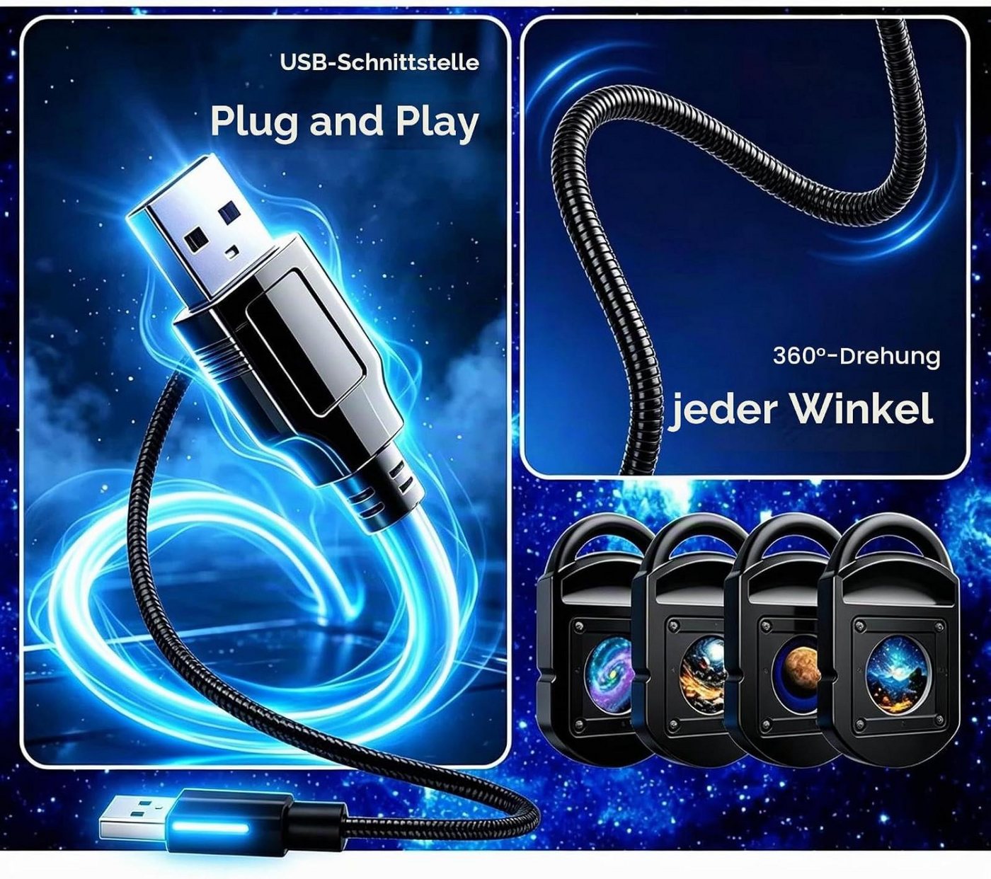 FELIXLEO LED Nachtlicht Plug-and-Play-HD-Weihnachtsprojektor mit 24 festlichen Szenen Bild 5