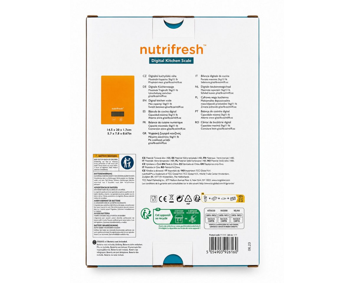 Nutrifresh Küchenwaage Digital mit Tara Funktion LCD Display und Touch Bedienung, (1-tlg) Bild 4