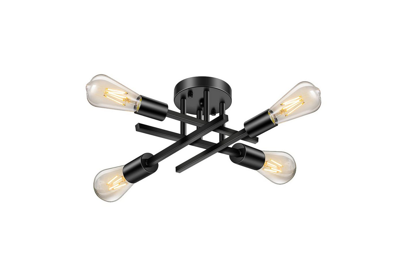 Lapamax LED Deckenleuchte Sputnik Deckenleuchte Wohnzimmer E27 Deckenlampe Schwarz Kronleuchter, 4/6 flammig Industrial Halbbündige Montage Deckenleuchten für Küche Bild 4