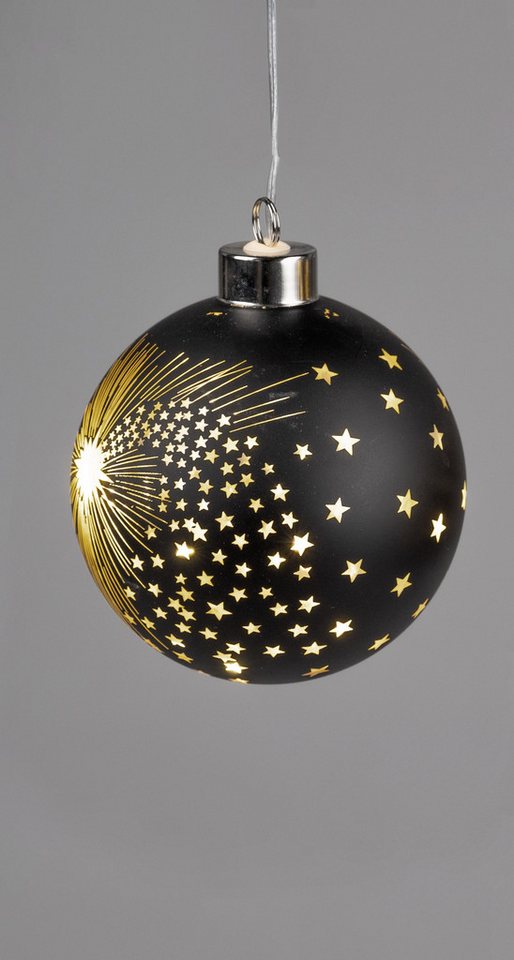 formano LED Dekolicht Weihnachtsbaumkugel Hänger Kugel Spirit-Schwarz Glas LED-Licht Timer