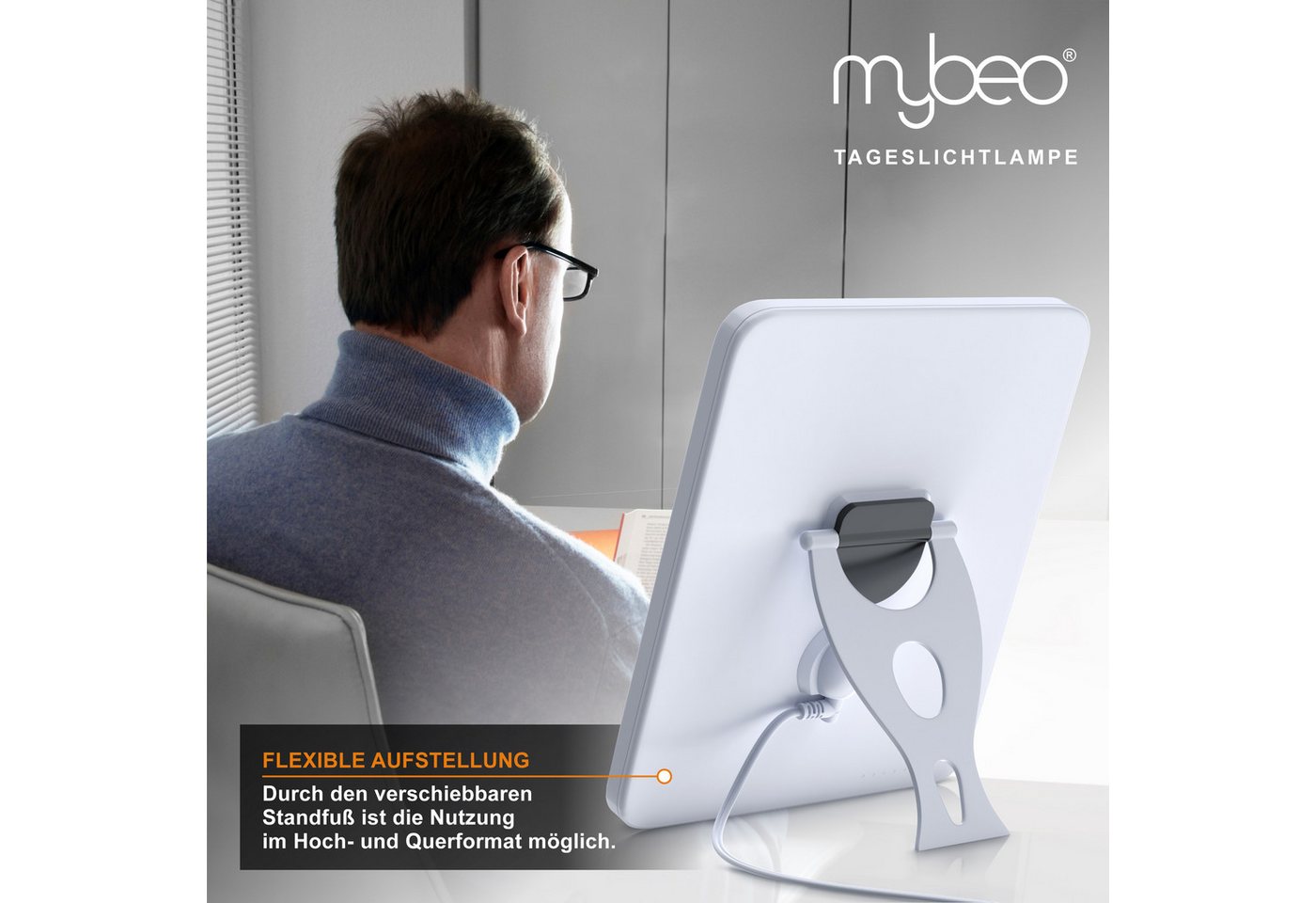 MyBeo Tageslichtlampe LED Lichttherapielampe, Tageslichtleuchte mit Standfuß, Lichttherapie, Dimmfunktion, Timer, verschiedene Lichtmodi, LED fest verbaut, Warmweiß bis Kaltweiß, simuliert Tageslicht, 5 Helligkeitsstufen, 3 Lichttemperaturen, Timer Bild 2