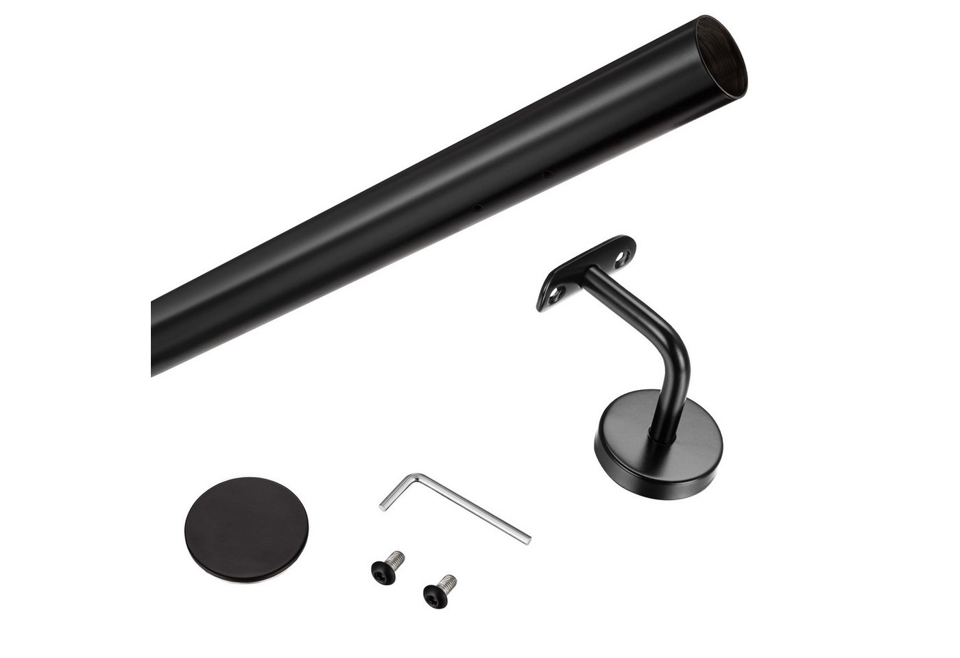 AICA Handlauf AICA Edelstahl Wandhandlauf & Treppengeländer Rostschutz Innen Außen, 120 cm Gesamtlänge, (Packung), 304 Edelstahl, Farbe: Silber/Schwarz/Braun, Länge: 80-240 cm Bild 2
