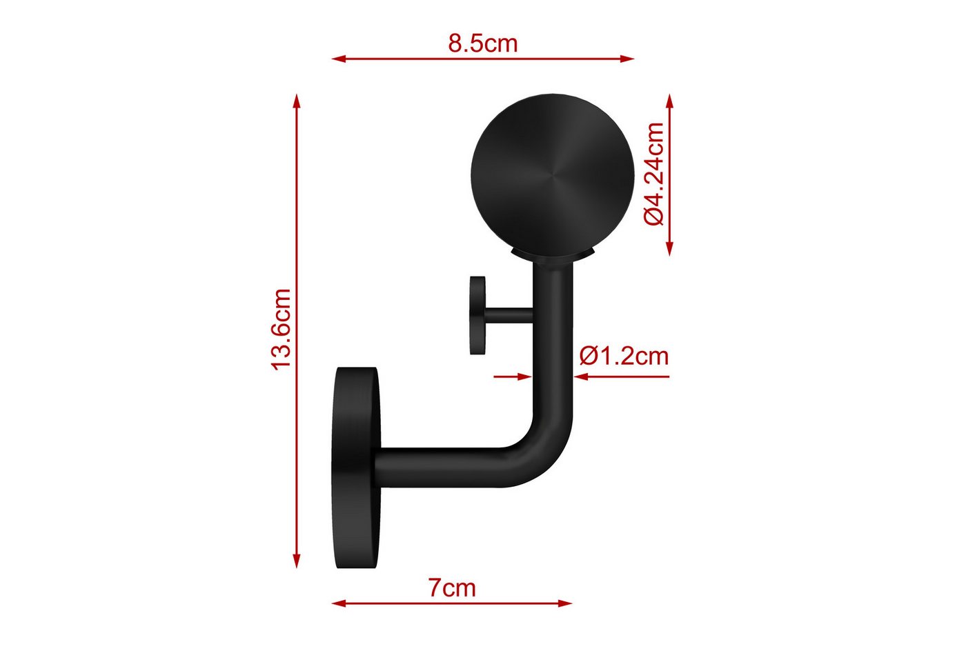 AICA Handlauf AICA Edelstahl Wandhandlauf & Treppengeländer Rostschutz Innen Außen, 120 cm Gesamtlänge, (Packung), 304 Edelstahl, Farbe: Silber/Schwarz/Braun, Länge: 80-240 cm Bild 5