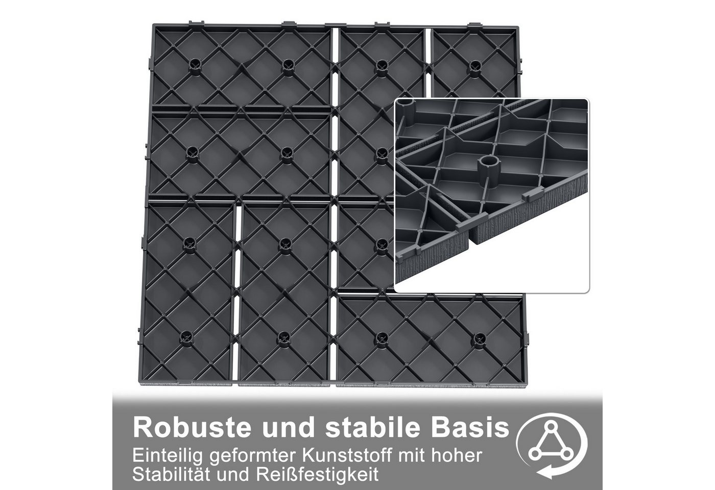FIVMEN Terrassendielen Fliesen Klickfliesen Bodenbelag 30x30cm, Anthrazit/Braun(Typ A), (44-St), in Holzoptik für Terrassen, Gärten, Schwimmbäder