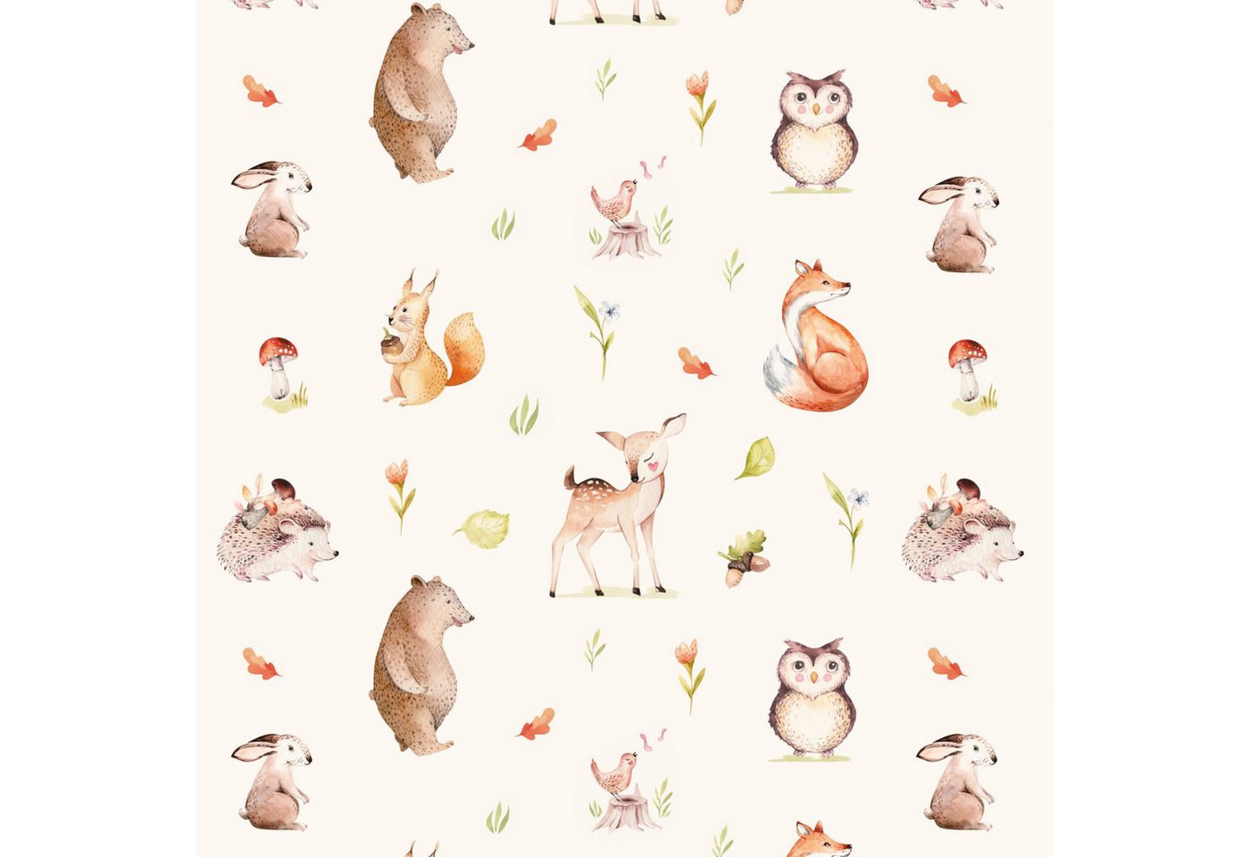 nikima Geschenkpapier 5 Bögen Geschenkpapier Waldtiere - 1,60€/qm - 84,1 x 59,4 cm, 5 Bögen