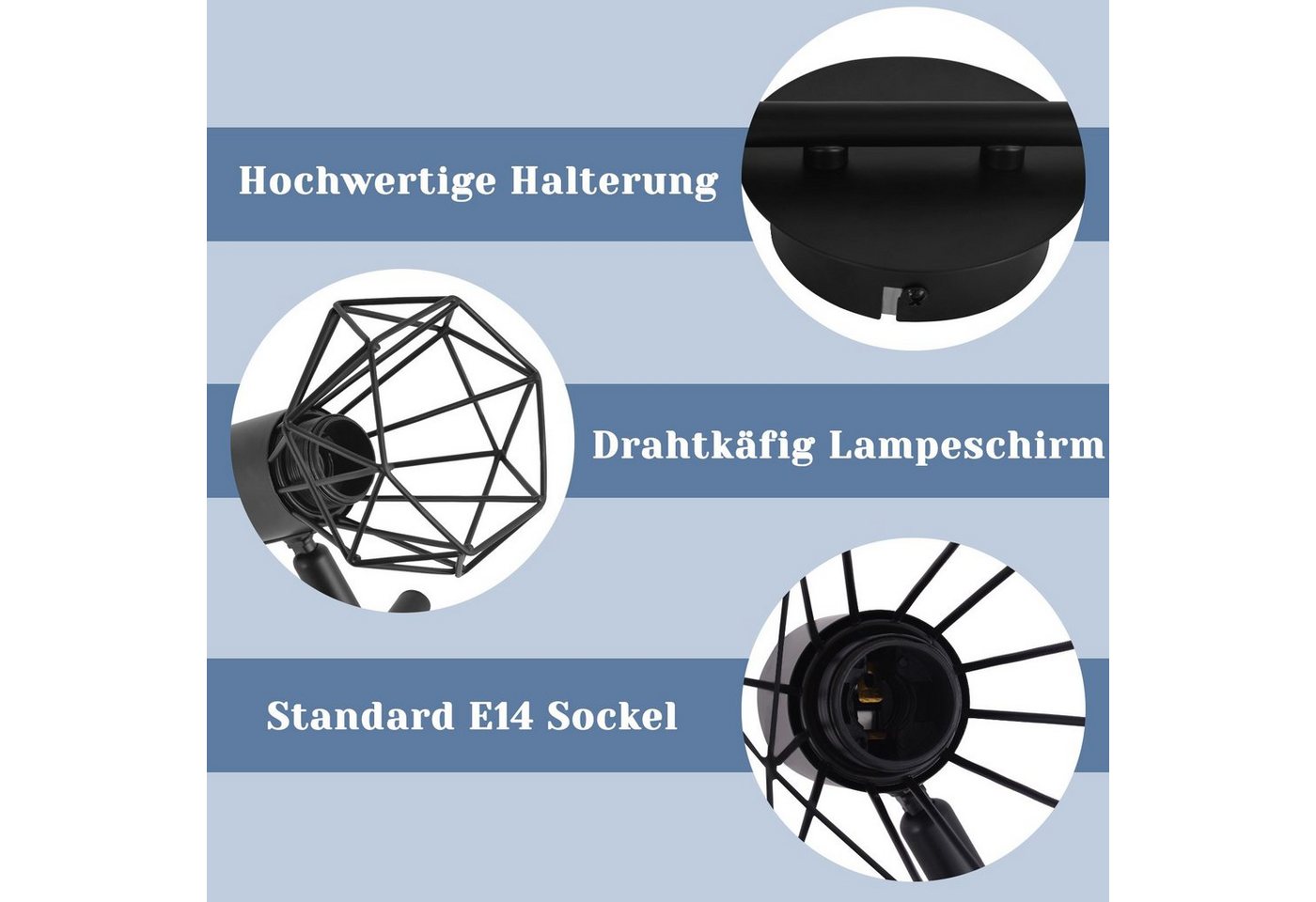 Nettlife Deckenstrahler Deckenlampe 1/2/3/4-flammig Rund schwarz E14 max. 40W, 350° Drehstab+ 90° Drehpunkt, ohne Leuchtmittel, für Wohnzimmer Flur Schlafzimmer küche esszimmer Bild 4