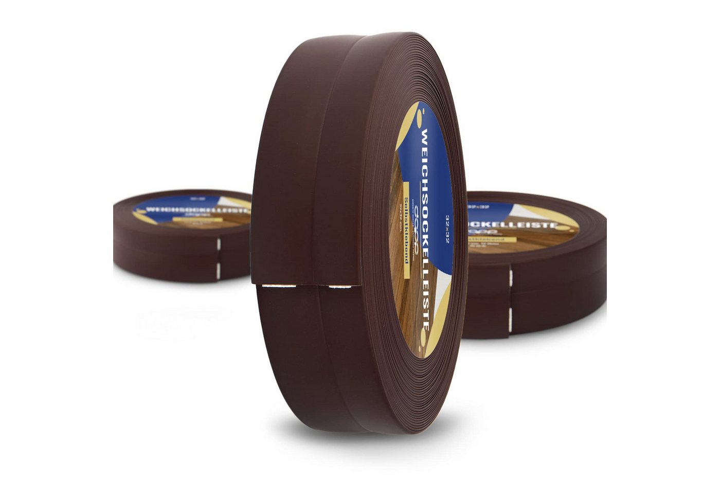 DQ-PP Sockelleiste DQ-PP WEICHSOCKELLEISTE 20m, 32x23mm, selbstklebend, Gummileiste, PVC, Sockelleiste, Abschlussleiste, Bodenleiste, Winkelprofil