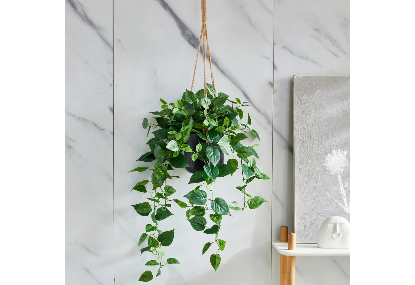 Kunstpflanze Künstlicher Hänge-Pothos – Melusine, 80 cm, aplanta Bild 4