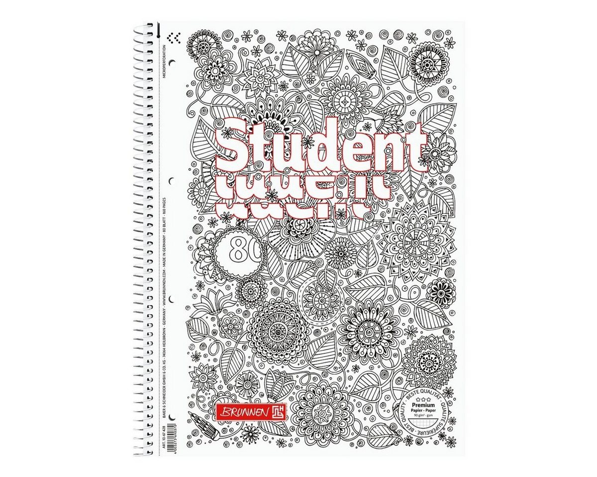 BRUNNEN Collegeblock ZENart, A4 kariert, 80 Blatt, 4-fach Lochung Bild 2