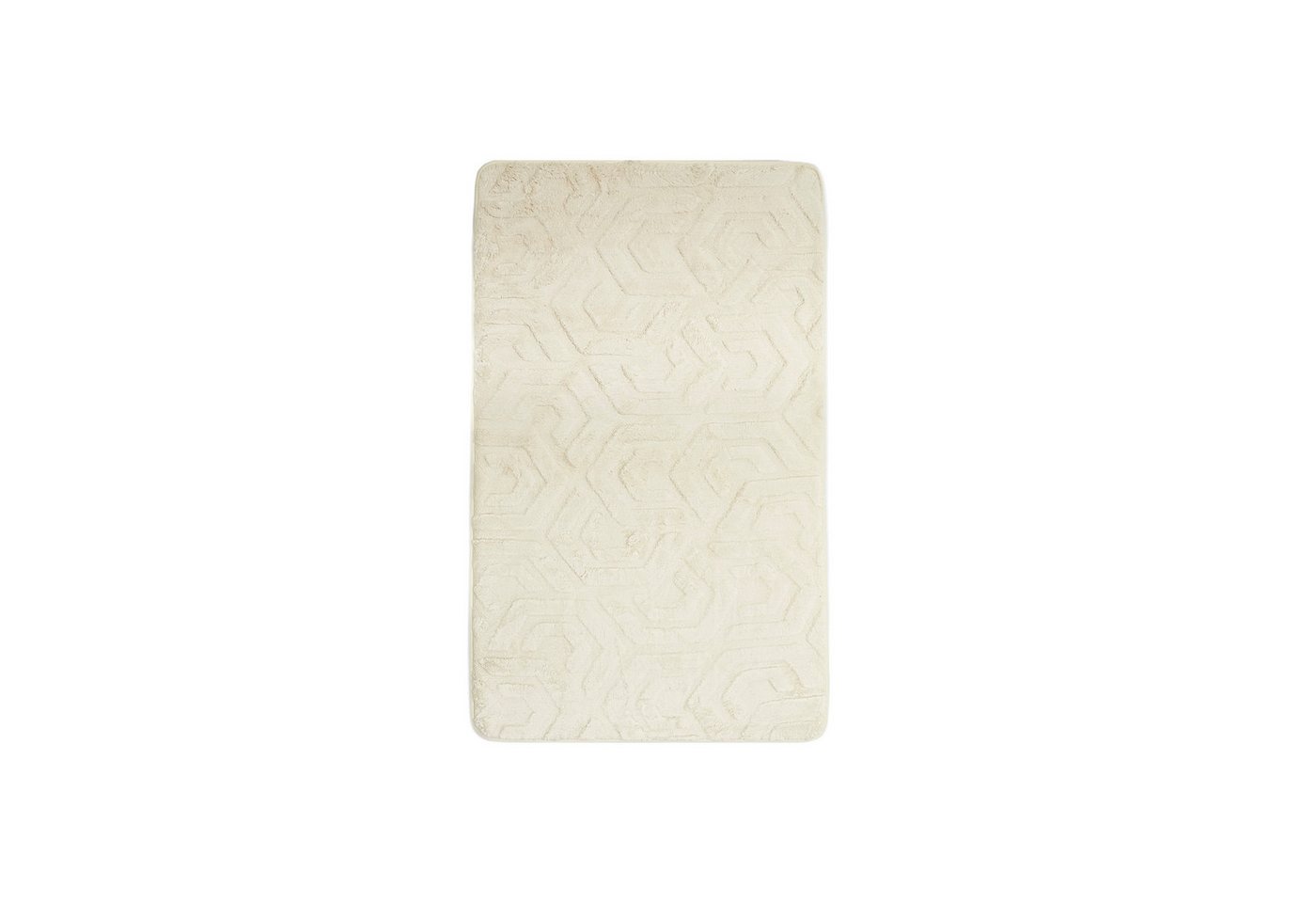 Almina Badematte Elegance WC-Set - 2-teiliges Badematten-Set mit geometrischer Struktur, rutschhemmend beschichtet, 100% Polyester, Rechteckig, Badteppich: 100 x 60 cm, WC-Vorleger: 50 x 60 cm