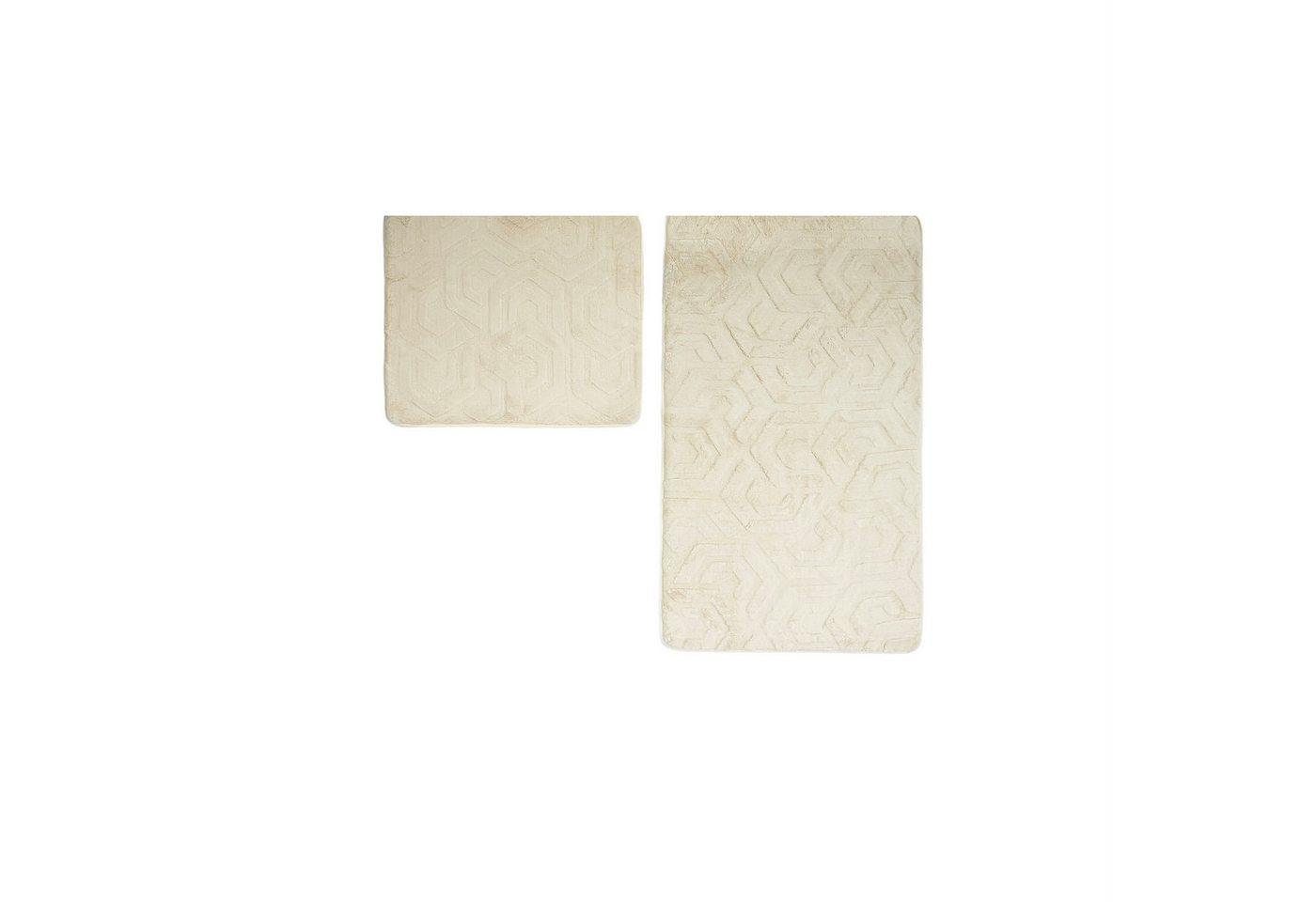 Almina Badematte Elegance WC-Set - 2-teiliges Badematten-Set mit geometrischer Struktur, rutschhemmend beschichtet, 100% Polyester, Rechteckig, Badteppich: 100 x 60 cm, WC-Vorleger: 50 x 60 cm Bild 2
