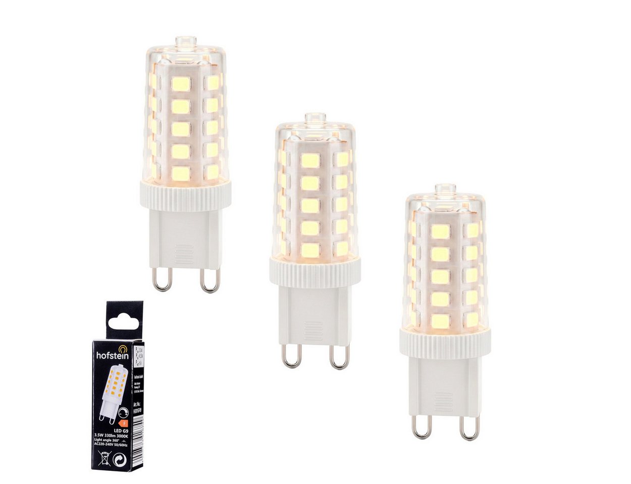 hofstein LED-Leuchtmittel 3er Set Glühbirne G9 Warmweiß dimmbar 3,5 Watt G9, G9, 3000 Kelvin, 330 Lumen, Filament, Klar Bild 3