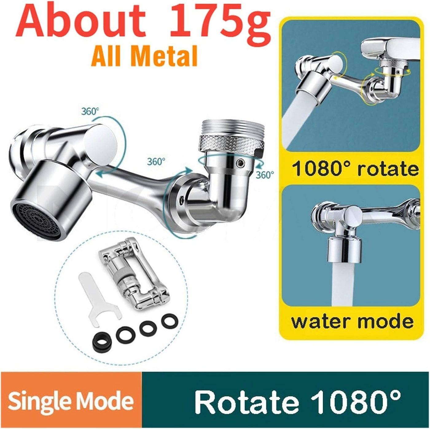 FELIXLEO Magnet 1080 Grad Wasserhahn Verlaengerung Kuechenarmatur Adapter Bild 3