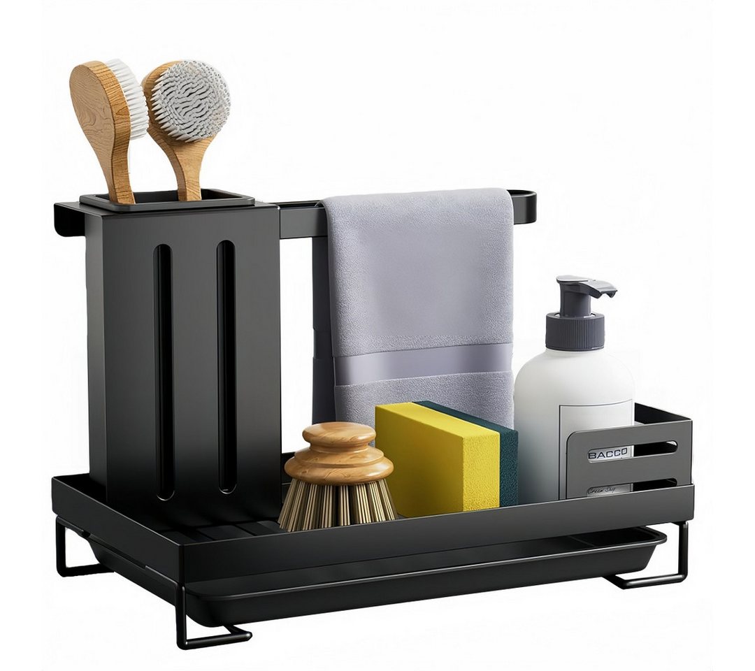 FOUORTUNATE-BEE Küchenorganizer-Set Spülbecken Organizer mit Abtropfschale, Schwammhalter und Bürstenkorb, Spülbecken Organizer für Küche, Tücher, Bürsten, Seife und Schwämme Bild 3