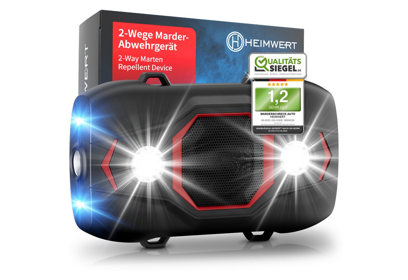 HEIMWERT Ultraschall-Tierabwehr Marderschreck Profi Ultraschall Marderschutz Auto, 1-tlg., Ultraschall Marderschutz für sofortigen Erfolg, 2 Wege Marder Abwehr mit Blitzlicht/wechselnden Ultraschall Frequenzen Bild 3