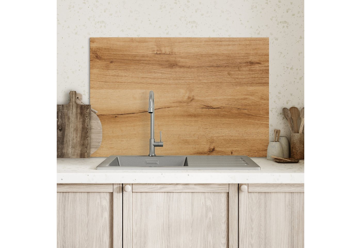KitchenYeah Küchenrückwand Holzoptik/print - Braun - Holz, (1-tlg), Spritzschutz Küche, Küchendeko, 60x40 cm Bild 4