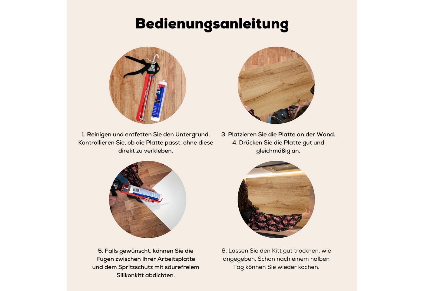 KitchenYeah Küchenrückwand Holzoptik/print - Braun - Holz, (1-tlg), Spritzschutz Küche, Küchendeko, 60x40 cm Bild 5