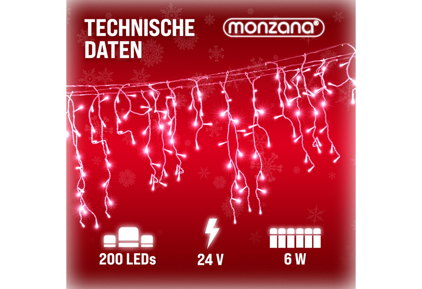 monzana Lichterkette, Lichterkette 200 LED Stromsparend IP44 Regenlichterkette Bild 3