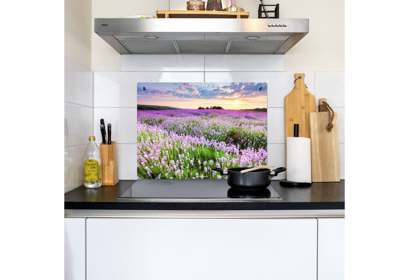 KitchenYeah Küchenrückwand Lavendel - Blumen - Lila - Blumenfeld, (1-tlg), Küche Herdabdeckung Ceranfeld Induktionsfeld Spritzschutz, 65x50 cm Bild 4