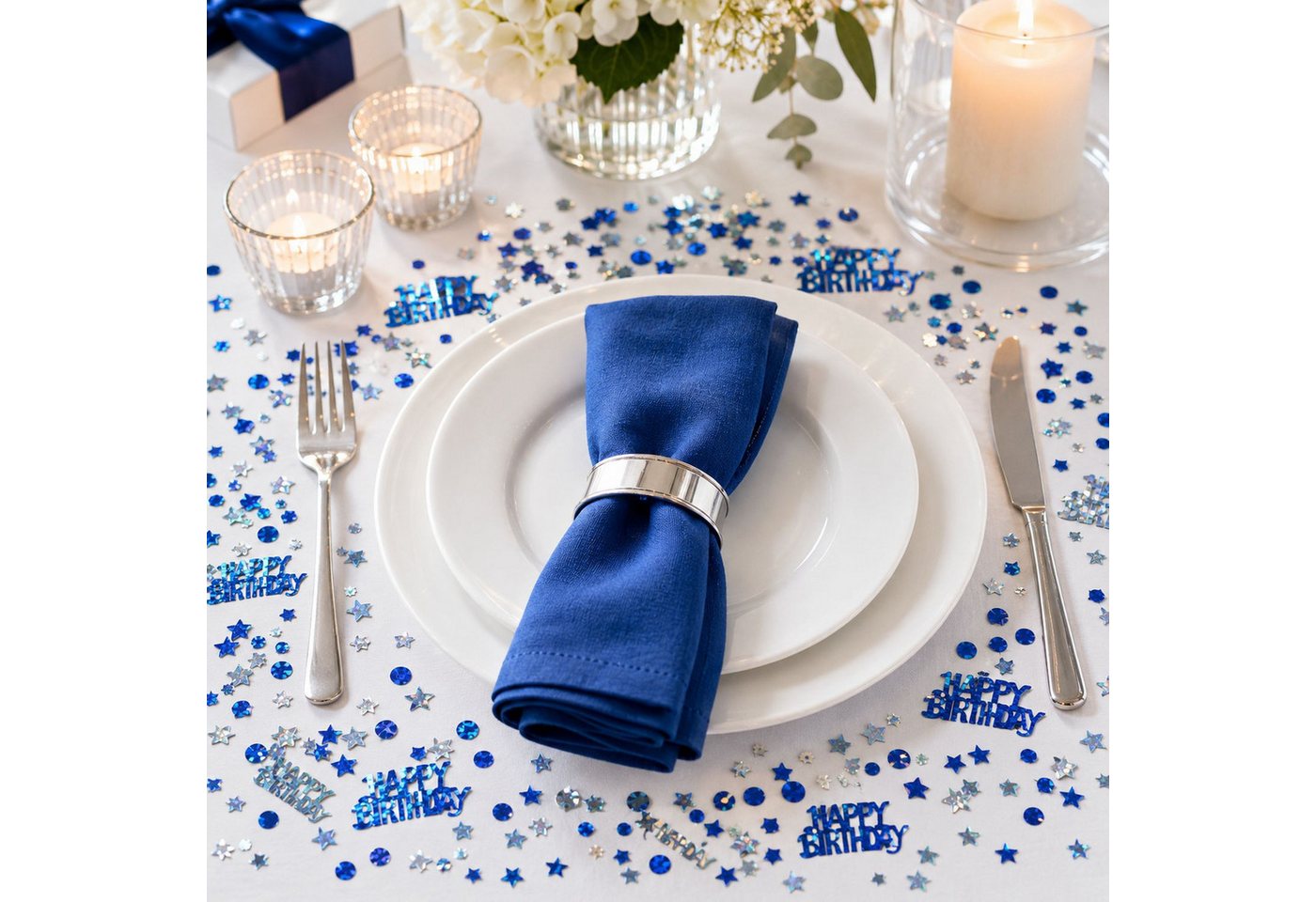 Riethmüller Konfetti Konfetti 'Happy Birthday' 14g, Metallisch Blau