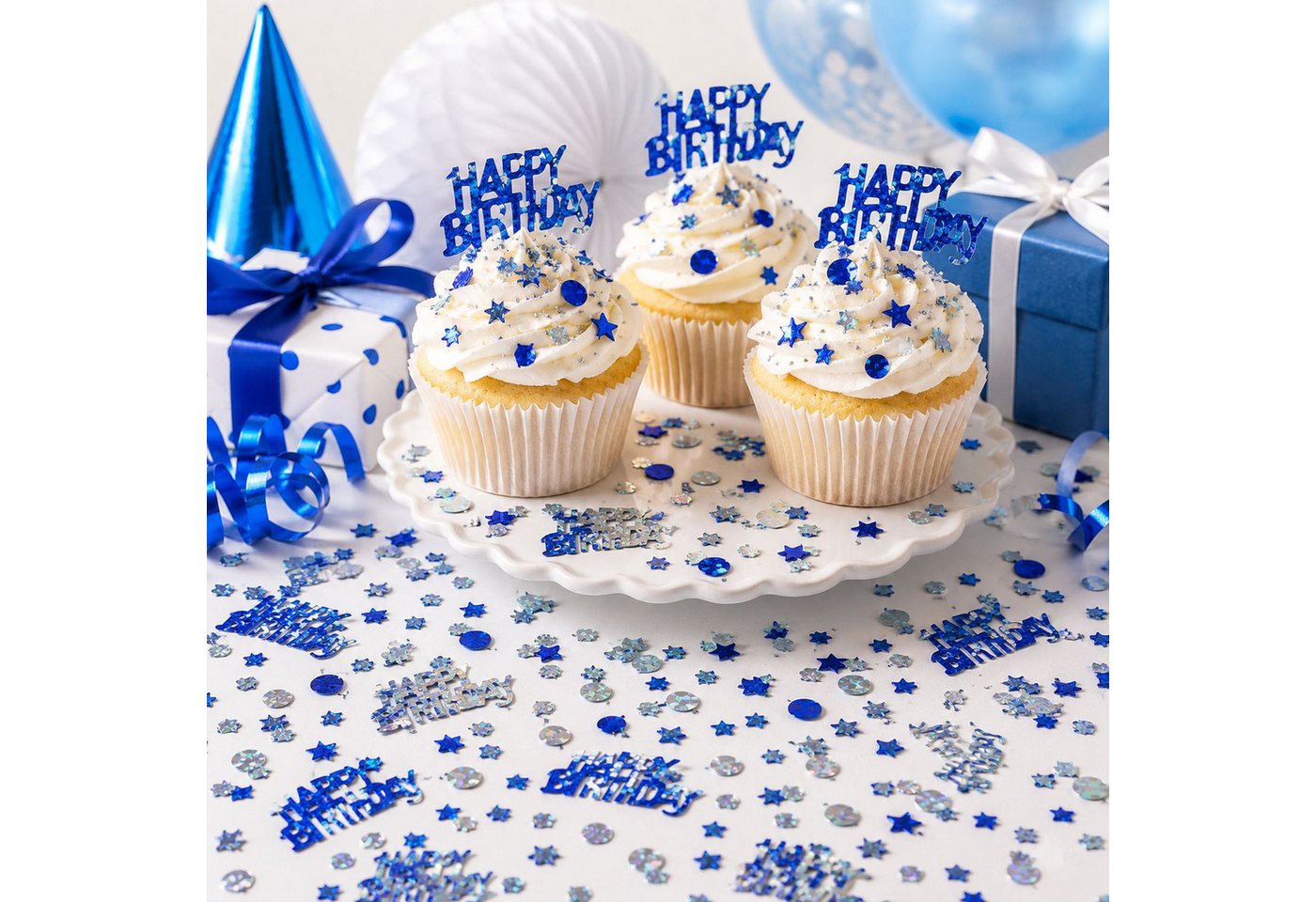 Riethmüller Konfetti Konfetti 'Happy Birthday' 14g, Metallisch Blau Bild 4