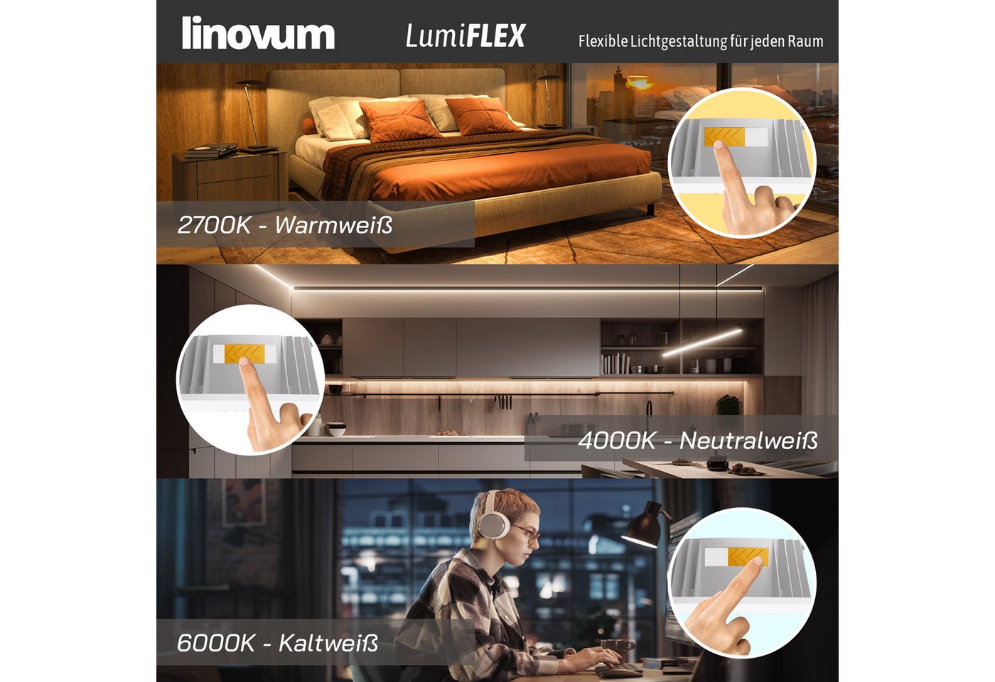 linovum LED Außen-Deckenleuchte CERBUS Einbauspot Bad IP65 einstellbare Lichtfarben warm neutral kalt, Neutralweiß, Warmweiß, Tageslichtweiß