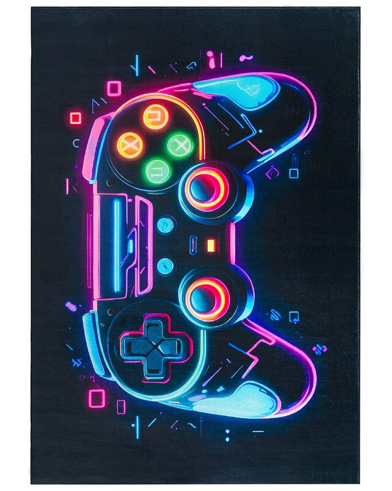 Mazovia Designteppich Jugendteppich Gaming Videospiel Schwarz Teenagerzimmer, Fußbodenheizung Bild 5