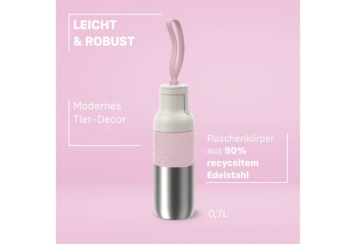 Emsa Trinkflasche beYou Kids, einhändiges Öffnen, 100 % dicht, 0,5 Liter, Sieb, Mix & Match Bild 4