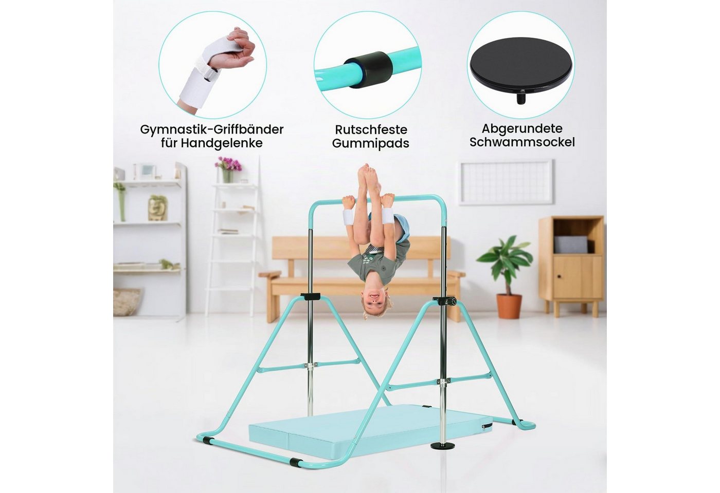 Youyijia Gymnastikstäbe Kinder Turnreck Reckstange mit Matte Bild 2