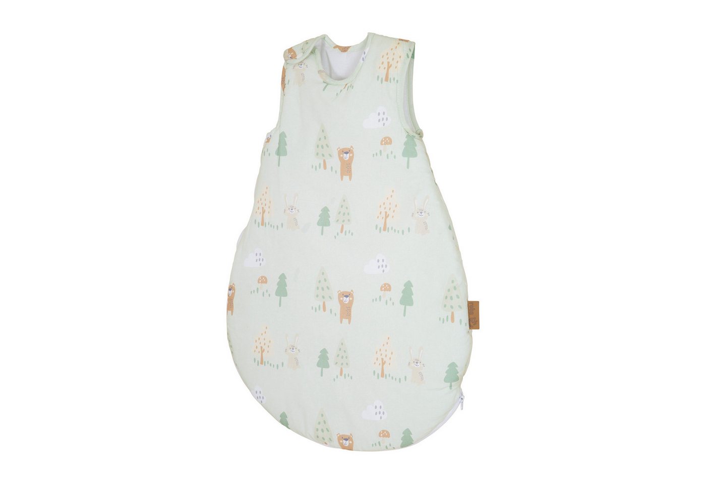 roba® Babyschlafsack Woodland Buddies - Schlafsack ganzjährig aus Baumwolle für Babys (TOG-WERT 1,0), Atmungsaktiv & hautfreundlich - Ohne Ärmel - Tier Motiv - Pastell Grün Bild 2
