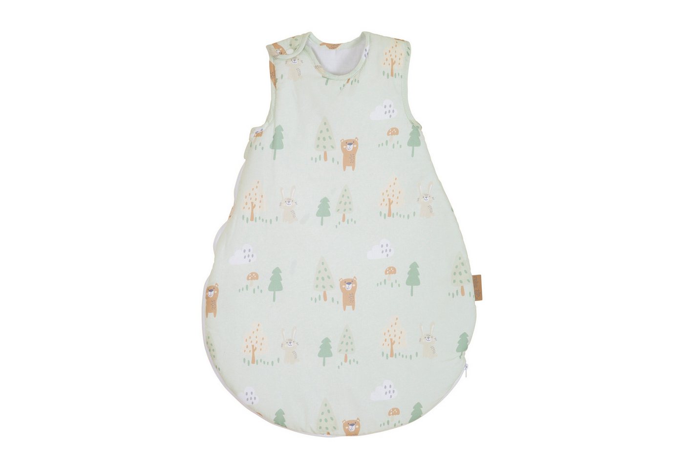roba® Babyschlafsack Woodland Buddies - Schlafsack ganzjährig aus Baumwolle für Babys (TOG-WERT 1,0), Atmungsaktiv & hautfreundlich - Ohne Ärmel - Tier Motiv - Pastell Grün Bild 3