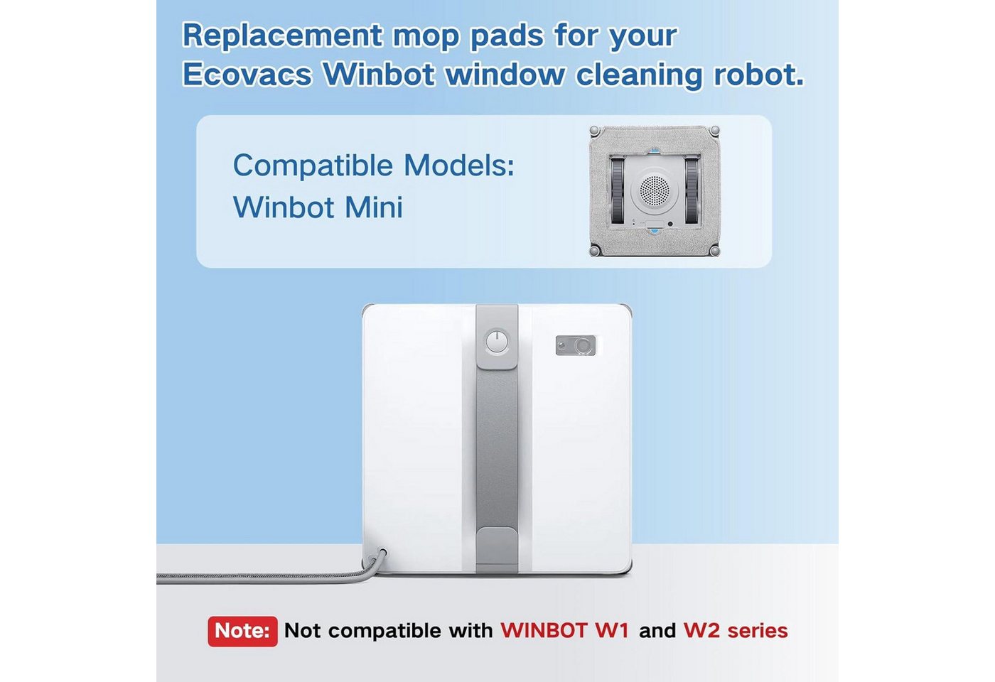 FELIXLEO Saugroboter 24 Stück Reinigungstücher für ECOVACS Winbot Mini waschbar Bild 3