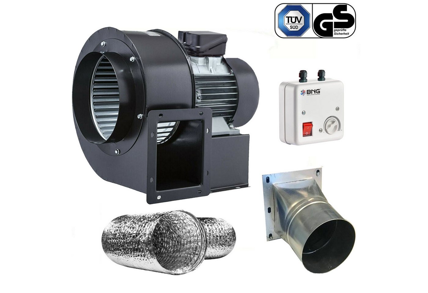 BVN VENTILATION SYSTEMS & ELECTRICAL MOTORS Radialventilator OBR 200 TURBO Radialventilator Radialgebläse Regler+Flansch+Aluflex Bild 2