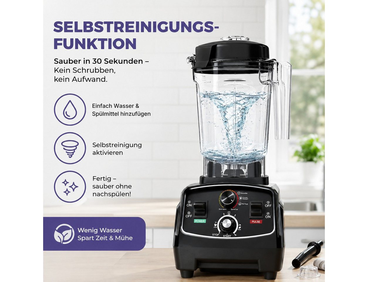 Forrlite Slow Juicer 2026 Neu 3000W Standmixer, 2L Mixer Smoothie Maker, Shaker für Protein, 38.000 U/Min Hochleistungsmixer, mit Rührstab, Selbstreinigend, Timer Bild 3