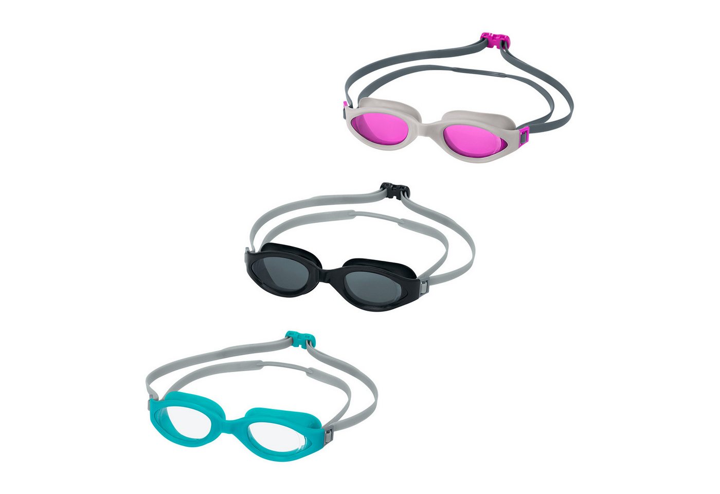 Bestway Schwimmbrille Accelera™, (Packung, 1-St., Verstellbares, zweigeteiltes Silikon-Kopfband), 100% latex- und PVC-frei Bild 5